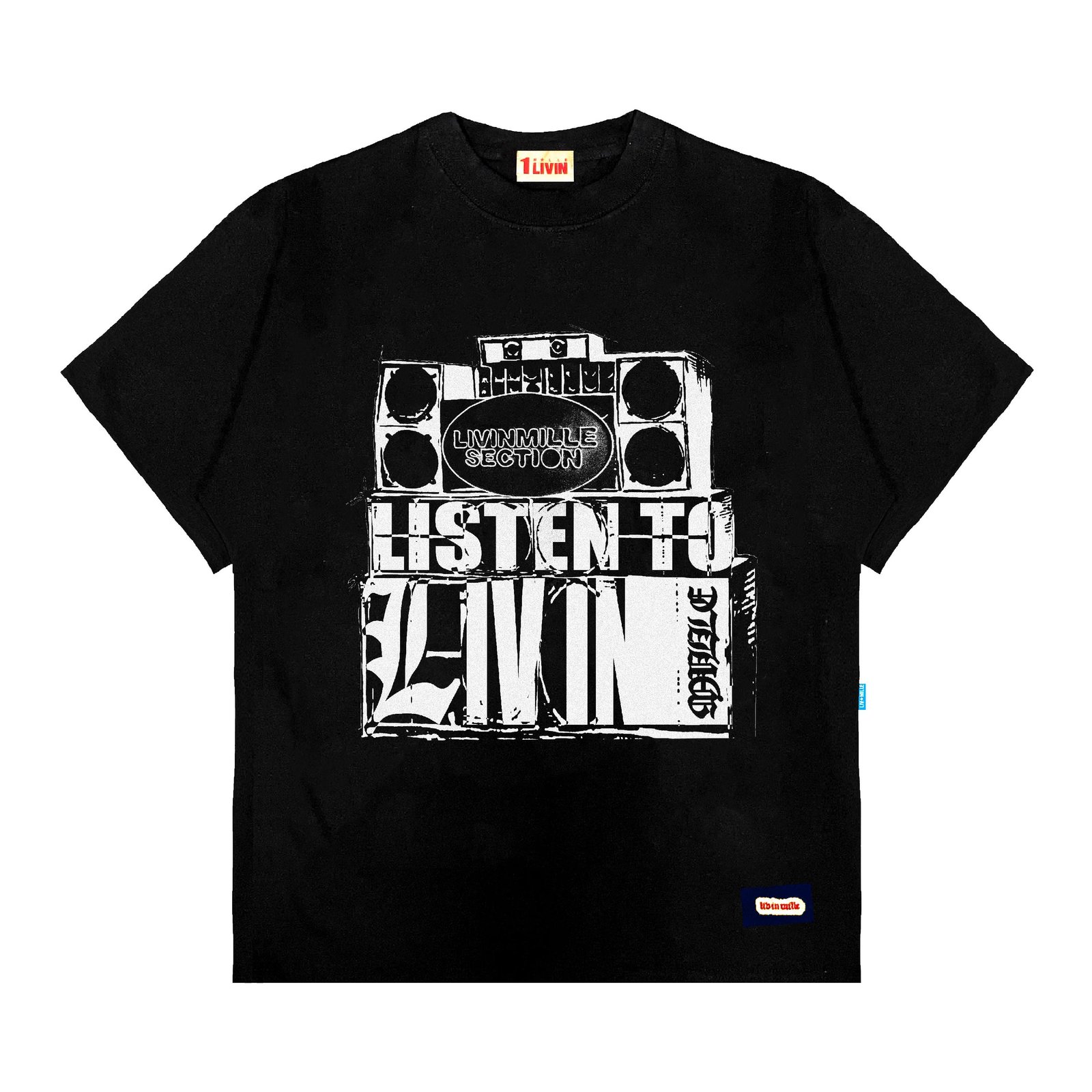 MEZZOTINT BLACK TEE - LIV IN MILLE - TO COOL TO BE CARELESS